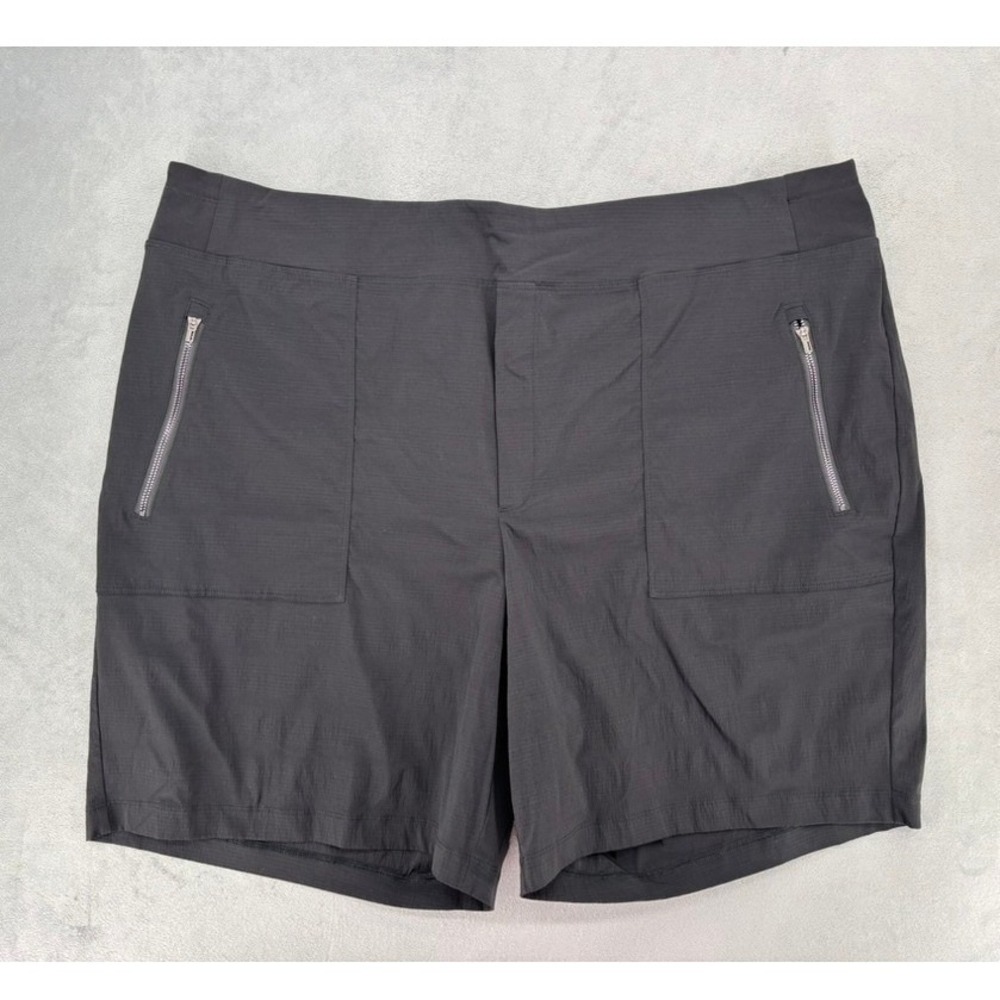 Athleta Trekkie Shorts Women 22 Black Ripstop Hiking Outdoor Activewear Pockets